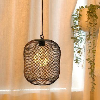 8.5'' High Battery Operated Hanging Lamp Mesh Lanterns with Lights Bulb