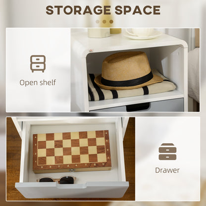 Set of 2 Wooden Bedside Tables with Drawer - Scandinavian Style - Natural Wood