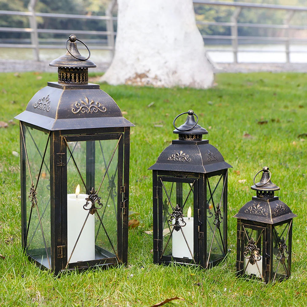 Set of 3- 19'' High Decorative Hanging Lantern (Black)   13.5'' & 9.5''