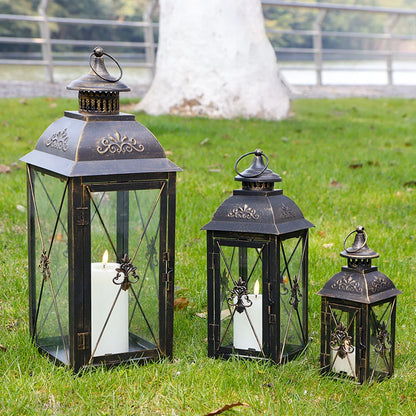 Set of 3- 19'' High Decorative Hanging Lantern (Black)   13.5'' & 9.5''